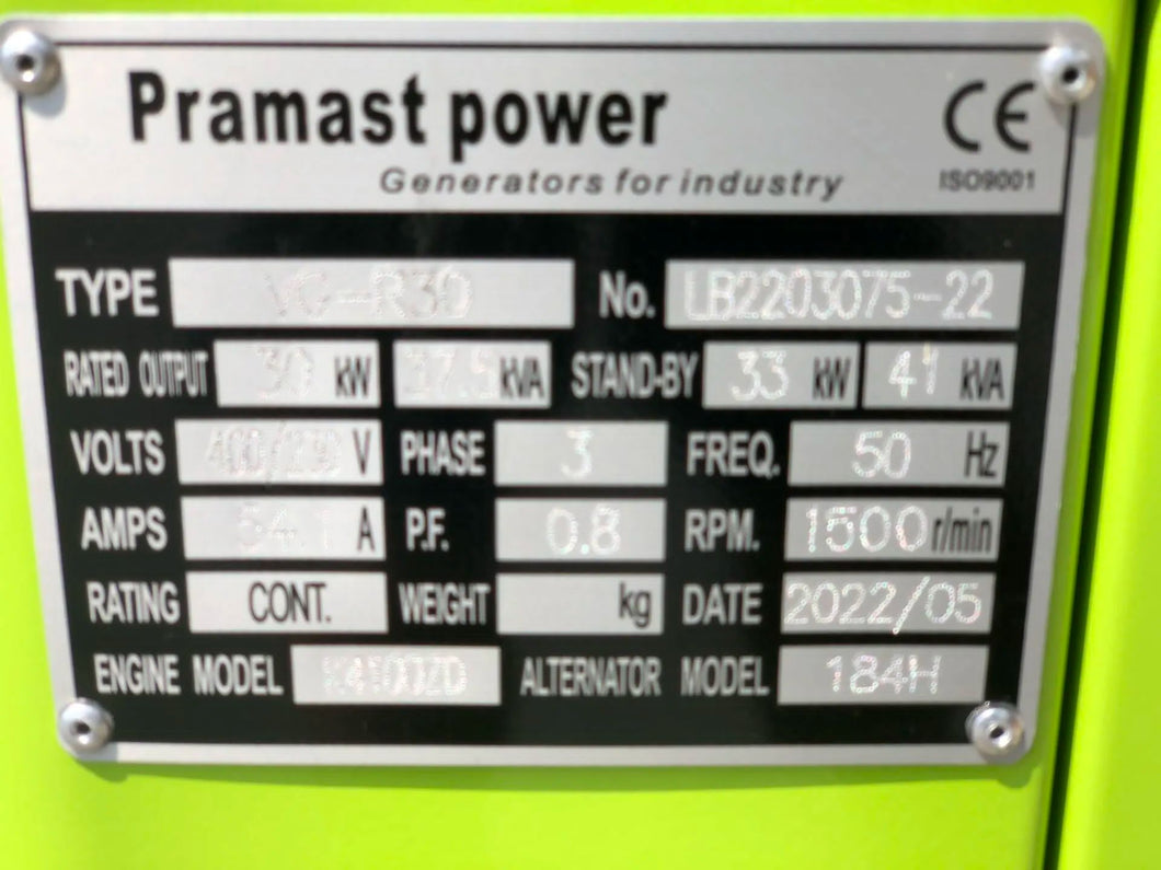 🟩⬜🟥Generatori PRAMAST POWER 30kw/50kw - Stock commercio - Macchinari Industria
